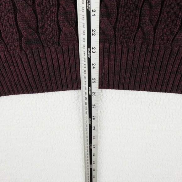 Projek Raw Cable Knit Sweater Mens Extra Large Burgundy Henley Outdoor Preppy - Picture 6 of 10
